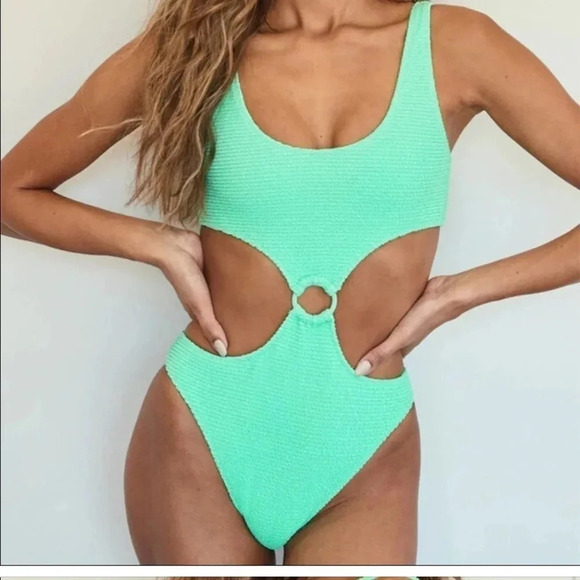 PacSun Mint Green Cutout One Piece Swimsuit - Picture 1 of 6
